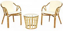 Комплект для террасы AKIRA /с подушкой/ skin rattan eco, 54х60х78см / D46х40см, Natural 